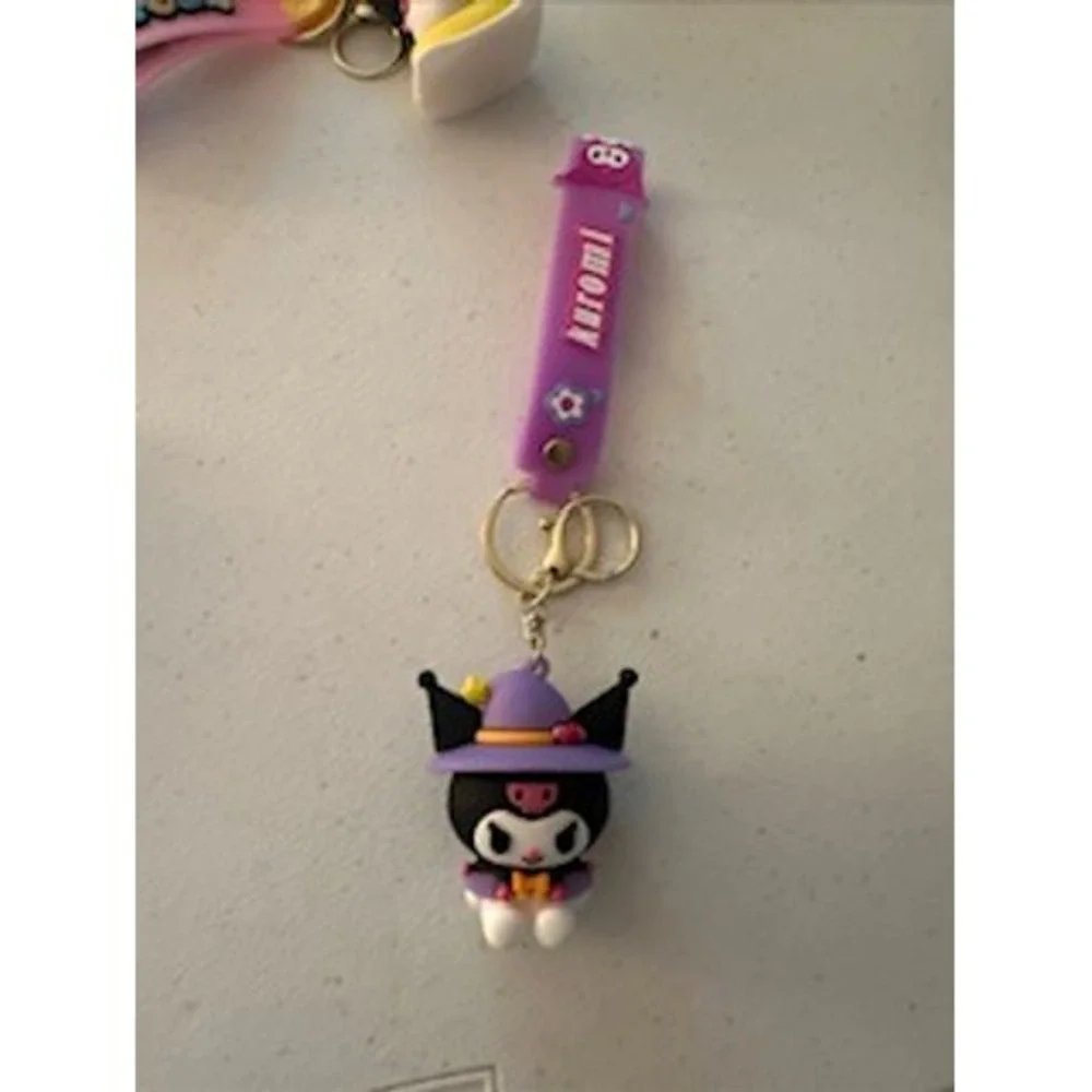 Sanrio Kuromi Witch 3D Keychain Purple Halloween Figure Wristlet Strap Charm